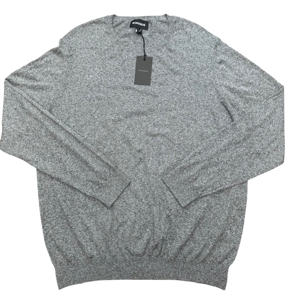 Bonobos Sweater Mens XL Gray Black Ice Slim Fit Cotton Crewneck Pullover NWT New